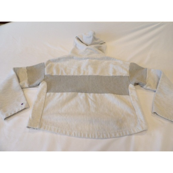 Champion Reverse Weave Vintage Hoodie Womens Medium Cropped Top Logo Gray Spello - Picture 11 of 11